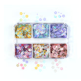 Metallic Flower Nail Glitters - 6 Grids