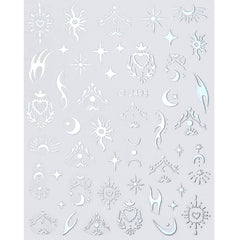 Nail Sticker - Metallic Silver (Sun,Moon, Butterfly)