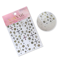 Chrome Nail Sticker - Metallic Cross