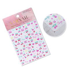 Rhinestone Nail Sticker - Heart Cherry
