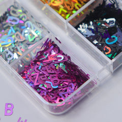 6 Grids Holographic Nail Sequins - Letters