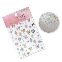 Chrome Nail Sticker - Dreamy Butterfly & Heart
