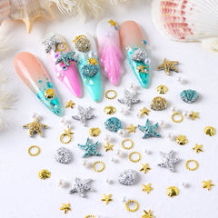 Metallic Shell Starfish Nail Charms
