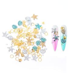 Metallic Shell Starfish Nail Charms