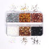 Mini Five-Pointed Star Nail Glitters - 6 Grids