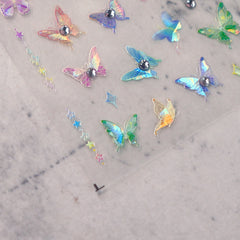 Rhinestone Nail Sticker - Colorful Butterflies