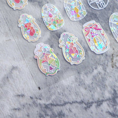 Shell Nail Sticker - White Rococo Window (Medium)