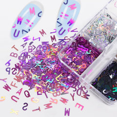 6 Grids Holographic Nail Sequins - Letters