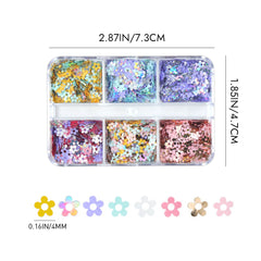 Metallic Flower Nail Glitters - 6 Grids