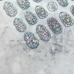 Shell Nail Sticker - Black Rococo Window (Medium)