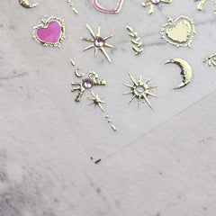 Rhinestone Nail Sticker - Star Moon Heart (Pink)