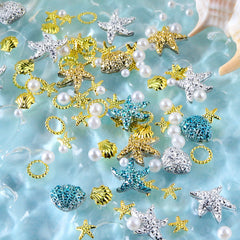 Metallic Shell Starfish Nail Charms