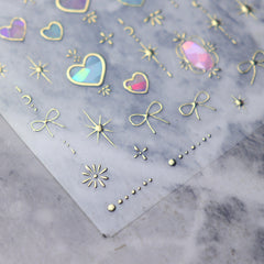 Chrome Nail Sticker - Gold Frame Heart