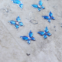 Rhinestone Nail Sticker - Blue Butterfly