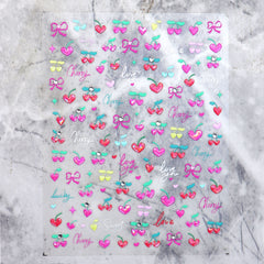 Rhinestone Nail Sticker - Heart Cherry