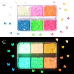Glow In Dark Nail Neon Butterfly Sequins - 6 Grids