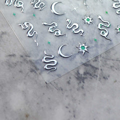 Chrome Nail Sticker - Snake (Silver)