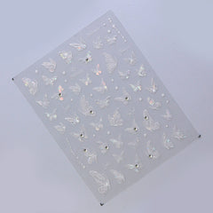 Rhinestone Nail Sticker - Dreamy White Butterfly