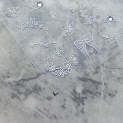 Rhinestone Nail Sticker - White Wildflower