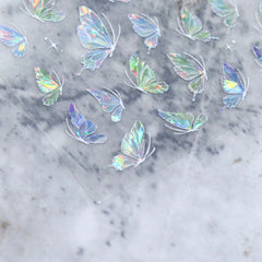 Shell Nail Sticker - Green Purple Butterfly