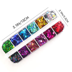 Holo Heart Nail Glitters - 12 Grids