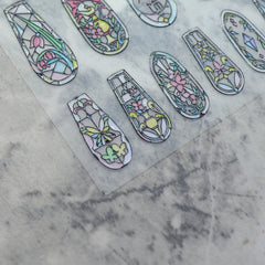 Shell Nail Sticker - Black Rococo Window (Long)