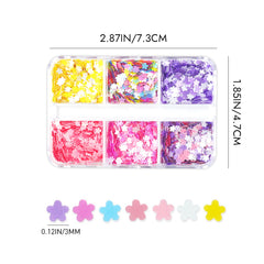 Pastel Flower Nail Glitters - 6 Grids