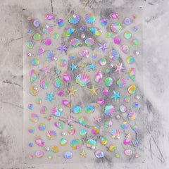 Rhinestone Nail Sticker - Colorful Shells