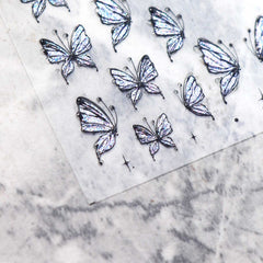 Jelly Nail Sticker - Holo Butterfly (Black)