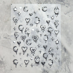 5D Nail Sticker - Vintage Chrome Heart