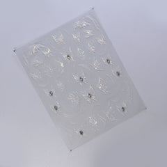 Rhinestone Nail Sticker - Lucky White Butterfly