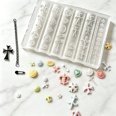 3D Nail Art Mold (Upgrade) - #58 Cross & Chain