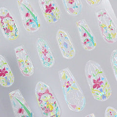 Shell Nail Sticker - White Rococo Window (Long)