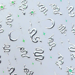 Chrome Nail Sticker - Snake (Silver)