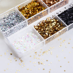 Mini Five-Pointed Star Nail Glitters - 6 Grids