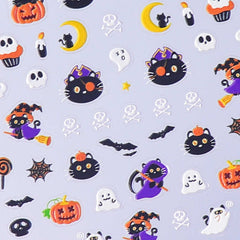 5D Nail Sticker - Cat Pumpkin Lamp