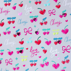 Rhinestone Nail Sticker - Heart Cherry