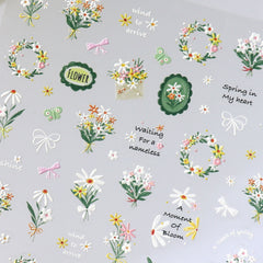 5D Nail Sticker - Green Bouquet