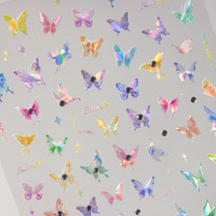 Rhinestone Nail Sticker - Colorful Butterflies