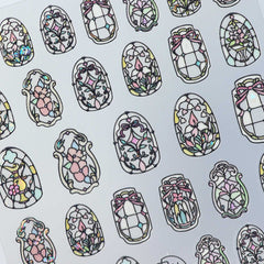 Shell Nail Sticker - Black Rococo Window (Medium)