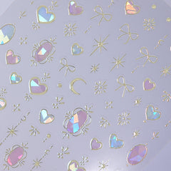 Chrome Nail Sticker - Gold Frame Heart