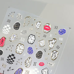 Chrome Nail Sticker - Distorted Clock