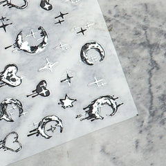 5D Nail Sticker - Vintage Chrome Heart