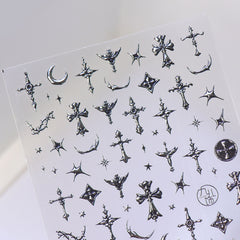 Chrome Nail Sticker - Gothic Cross