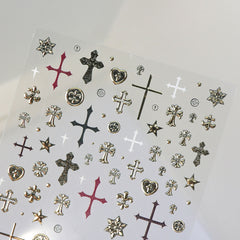 Chrome Nail Sticker - Metallic Cross