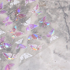 Rhinestone Nail Sticker - Pink Shell Butterfly