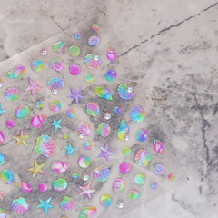 Rhinestone Nail Sticker - Colorful Shells
