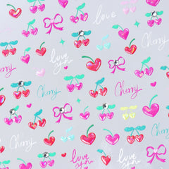 Rhinestone Nail Sticker - Heart Cherry