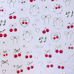 Chrome Nail Sticker - Bowknot Cherry