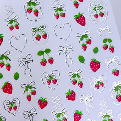 Chrome Nail Sticker - Bowknot Strawberry